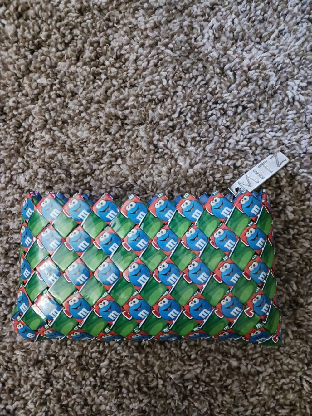 MITZ handmade M&M candy wrapper clutch